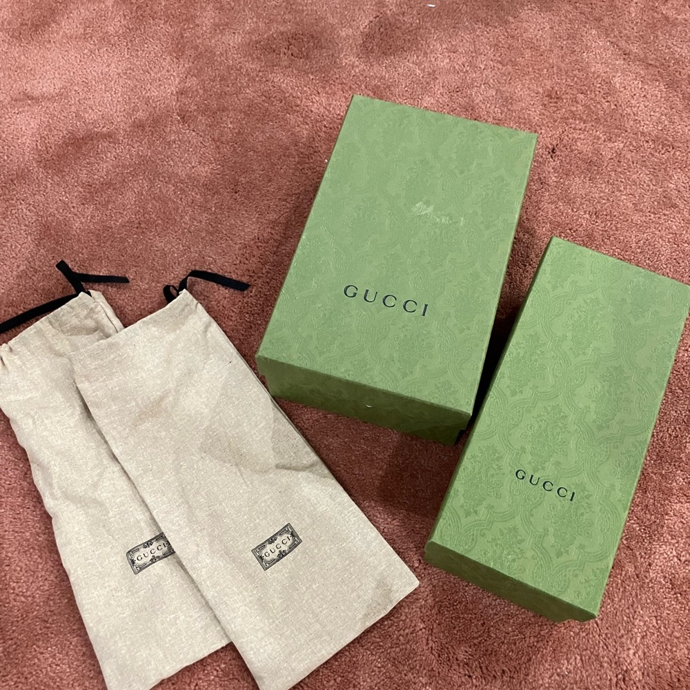 EMPTY Gucci Green Boxes with Beige Dust Bags